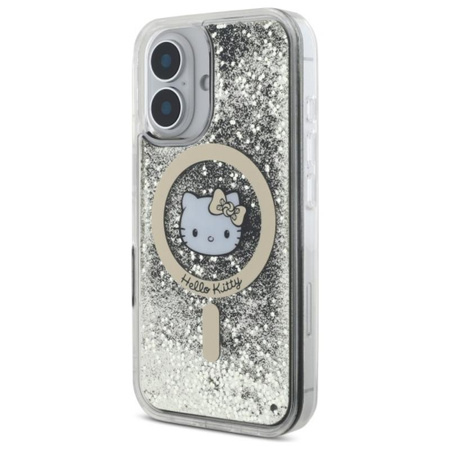 Hello Kitty Liquid Glitter Fever MagSafe - Etui iPhone 16 (czarny / złoty) (HKHMP16SLGDIK)