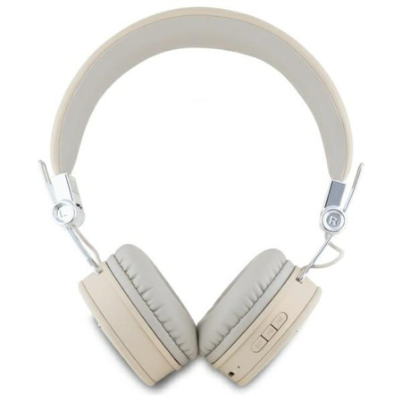 Guess Grained Classic Round Shape - Bezprzewodowe słuchawki nauszne Bluetooth ENC (beżowy) (GUBH70PGTSPSE)