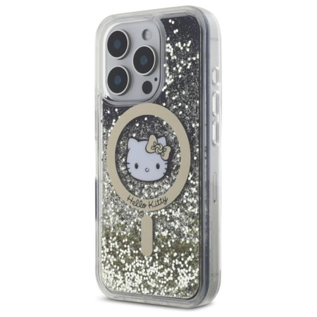 Hello Kitty Liquid Glitter Fever MagSafe - Etui iPhone 16 Pro Max (czarny / złoty) (HKHMP16XLGDIK)