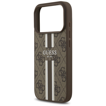 Guess 4G Printed Stripes MagSafe - Etui iPhone 17 Pro (brązowy) (GUHMP17LP4RPSW)