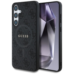 Guess Leather 4G Colored Ring Classic Logo MagSafe - Etui do Samsung Galaxy S25 (czarny) (GUHMS25SG4GFRK)