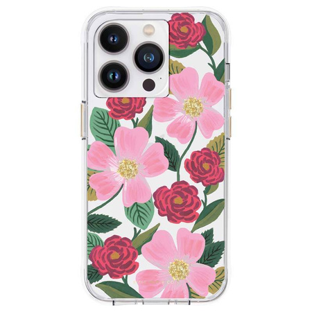 Rifle Paper Clear - Etui iPhone 14 Pro Max zdobione złotem (Rose Garden) (RP049822)
