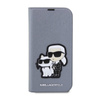 Karl Lagerfeld Booktype NFT Saffiano Karl & Choupette - Etui iPhone 14 Pro (Srebrny) (KLBKP14LSANKCPG)