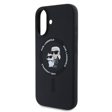 Karl Lagerfeld Silicone Karl & Choupette Ring MagSafe - Etui iPhone 16 (czarny) (KLHMP16SSCMKCRHK)