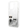 Karl Lagerfeld Liquid Glitter Karl & Choupette - Etui iPhone 13 Pro (srebrny) (KLHCP13LGKCS)