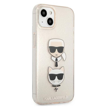 Karl Lagerfeld Glitter Karl & Choupette Head - Etui iPhone 13 mini (złoty) (KLHCP13SKCTUGLGO)
