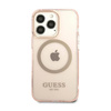 Guess Gold Outline Translucent MagSafe - Etui iPhone 13 Pro (różowy) (GUHMP13LHTCMP)