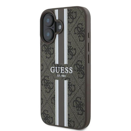 Guess 4G Printed Stripes MagSafe - Etui iPhone 16 Plus (brązowy) (GUHMP16MP4RPSW)