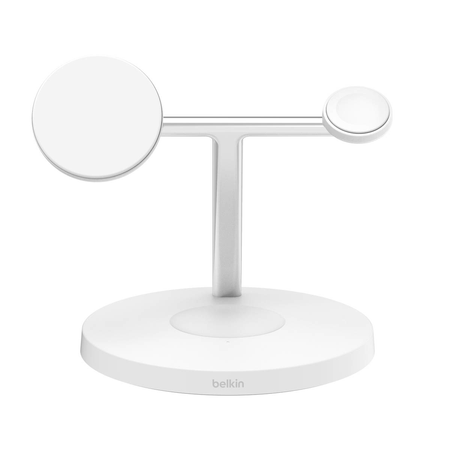 Belkin Stacja do ładowania bezprzewodowego na iPhone, Apple Watch, AirPods, Qi2 15W, biała (WIZ032KQWH)