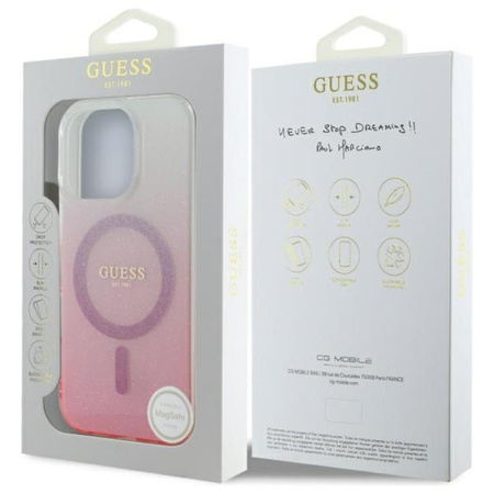 Guess IML Glitter Gradient MagSafe - Etui iPhone 16 Pro (różowy) (GUHMP16LHGRCELP)
