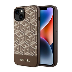 Guess GCube Stripes MagSafe - Etui iPhone 14 (Brązowy) (GUHMP14SHGCFSEW)