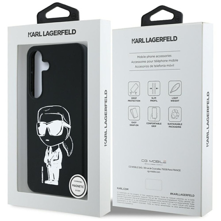 Karl Lagerfeld Silicone Graffiti Ikonik Printed Logo MagSafe - Etui Samsung Galaxy S25 (czarny) (KLHMS25SPNYKGRTK)