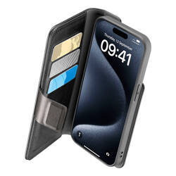 Cellularline Book Agenda - Etui iPhone 15 Pro Max z powłoką MICROBAN (czarny) (BOOKAG2IPH15PRMK)