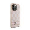 DKNY Leather Checkered Mono Pattern & Printed Stripes - Etui iPhone 14 Pro (różowy) (DKHCP14LPCPTSSP)