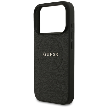 Guess Grained Ring MagSafe - Etui iPhone 17 Pro (czarny) (GUHMP17LPGHSMMK)
