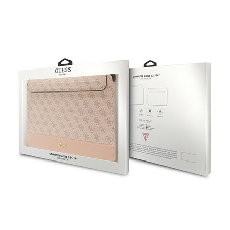 Guess 4G Stripe Metal Logo Computer Sleeve - Etui na notebooka 14" (Różowy) (GUCS14PS4SGP)