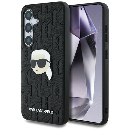 Karl Lagerfeld Leather Monogram Pin Logo Karl Head - Etui Samsung Galaxy S25 (czarny) (KLHCS25SPGKLKIPK)