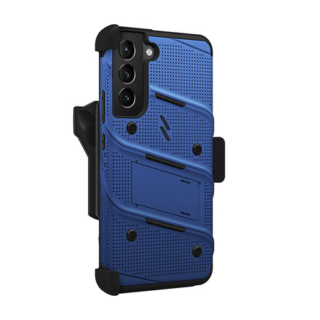ZIZO BOLT Series - Pancerne etui Samsung Galaxy S22+ ze szkłem 9H na ekran + uchwyt z podstawką (niebieski) (BOLT-SAMGS22PL-BLBK)