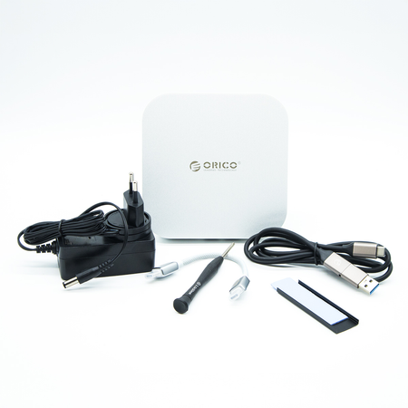 Orico Stacja dokująca do MacMini M4, USB-C 10 Gbps, z obudową M.2 NVMe/NGFF, metalowa (M49P-EU-SV-BP)