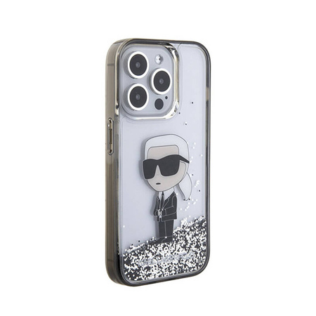 Karl Lagerfeld Liquid Glitter Ikonik - Etui iPhone 15 Pro Max (przezroczysty) (KLHCP15XLKKNSK)
