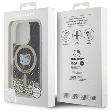Hello Kitty Liquid Glitter Fever MagSafe - Etui iPhone 16 Pro Max (czarny / złoty) (HKHMP16XLGDIK)