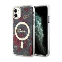 Guess Flower MagSafe - Etui iPhone 11 (Zielony) (GUHMN61HCFWSA)