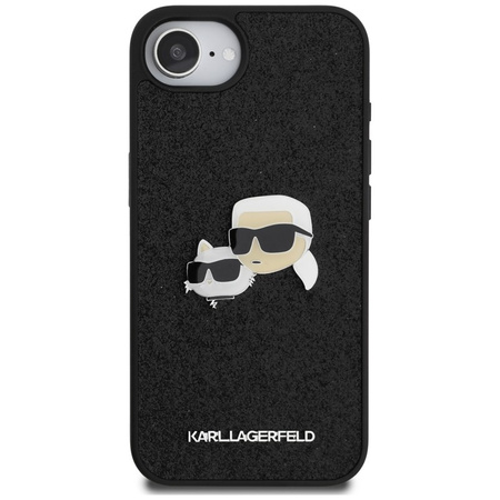 Karl Lagerfeld Fixed Glitter Karl & Choupette Heads Metal Pin - Etui do iPhone 16e (czarny) (KLHCPSE4PFGKCPK)
