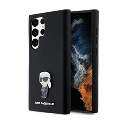 Karl Lagerfeld Silicone Ikonik Metal Pin - Etui Samsung Galaxy S24 Ultra (czarny) (KLHCS24LSMHKNPK)