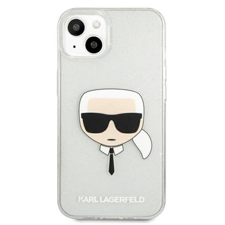 Karl Lagerfeld Karl's Head Glitter - Etui iPhone 13 mini (srebrny) (KLHCP13SKHTUGLS)