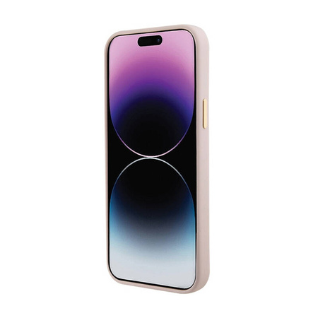 Guess Silicone Logo Strass 4G - Etui iPhone 15 (różowy) (GUHCP15SM4DGPP)