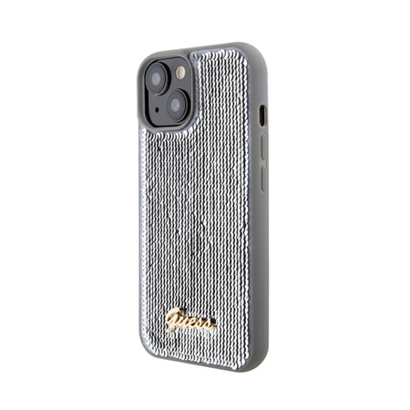 Guess Sequin Script Metal - Etui iPhone 15 (srebrny) (GUHCP15SPSFDGSS)