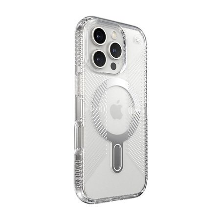 Speck Presidio Perfect-Clear Grip ClickLock & MagSafe - Etui iPhone 16 Pro (Clear / Chrome Finish / Serene Silver) (150704-3199)