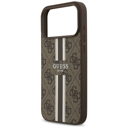 Guess 4G Printed Stripes MagSafe - Etui iPhone 17 Pro Max (brązowy) (GUHMP17XP4RPSW)
