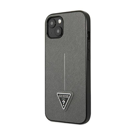 Guess Saffiano Triangle Logo Case – Etui iPhone 14 (srebrny) (GUHCP14SPSATLG)