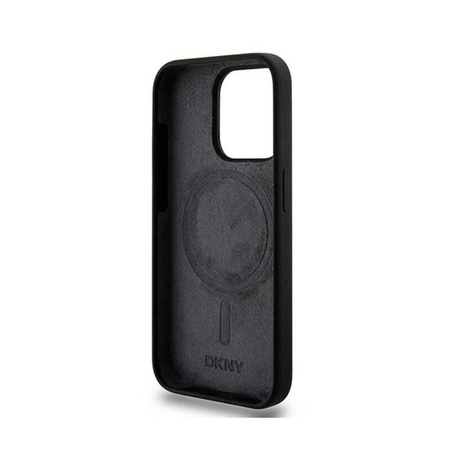 DKNY Liquid Silicone White Printed Logo MagSafe - Etui iPhone 13 Pro (czarny) (DKHMP13LSNYACH)