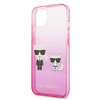 Karl Lagerfeld Gradient Ikonik Karl & Choupette - Etui iPhone 13 mini (różowy) (KLHCP13STGKCP)