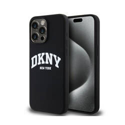 DKNY Liquid Silicone White Printed Logo MagSafe - Etui iPhone 13 Pro Max (czarny) (DKHMP13XSNYACH)