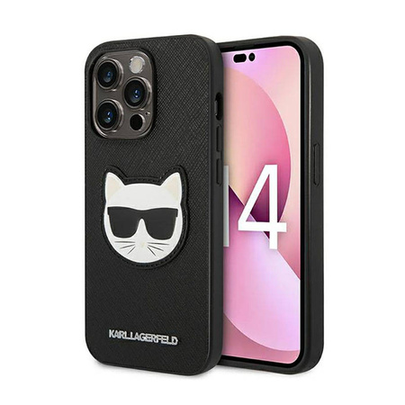 Karl Lagerfeld Saffiano Choupette Head Patch Case - Etui iPhone 14 Pro Max (czarny) (KLHCP14XSAPCHK)