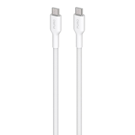 PURO Fabric - Kabel w oplocie heavy duty USB-C do USB-C 1,2m (biały) (PUCUSBCUSBCFABK4WHI)