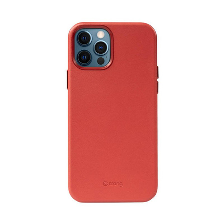 Crong Essential Cover Magnetic - Etui ze skóry iPhone 12 Pro Max MagSafe (czerwony) (CRG-ESSM-IP1267-RED)