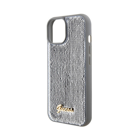 Guess Sequin Script Metal - Etui iPhone 15 (srebrny) (GUHCP15SPSFDGSS)