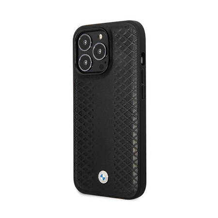 BMW Leather Diamond Pattern - Etui iPhone 14 Pro (Czarny) (BMHCP14L22RFGK)