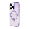 Guess Ring Stand Script Glitter MagSafe - Etui iPhone 15 Pro (fioletowy) (GUHMP15LHRSGSU)