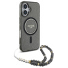 Guess IML Glitter With Pearl Strap MagSafe - Etui iPhone 16 (czarny) (GUHMP16SHGCRELSK)