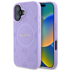 Guess Saffiano Peony Classic Logo MagSafe - Etui iPhone 16 (fioletowy) (GUHMP16SPSAPSMEU)