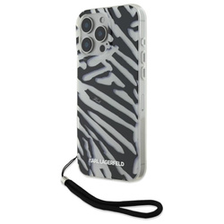 Karl Lagerfeld IML Zebra Pattern & Cord - Etui iPhone 16 Pro Max (czarny) (KLHCP16XHZBPKCCK)