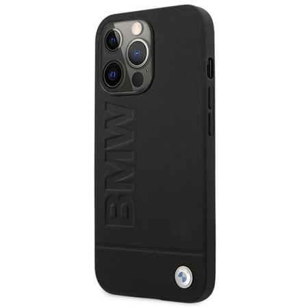 BMW Leather Hot Stamp MagSafe – Etui iPhone 14 Pro Max (Czarny) (BMHMP14XSLLBK)