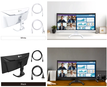 EIZO FlexScan EV3450XC-BK - monitor 34,1", 3440 x 1440 UWQHD, zakrzywiony, wbudowana kamera 21:9, (czarny) (EV3450XC-BK)