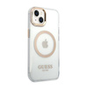 Guess Metal Outline Magsafe - Etui iPhone 14 Plus (przezroczysty / złoty) (GUHMP14MHTRMD)