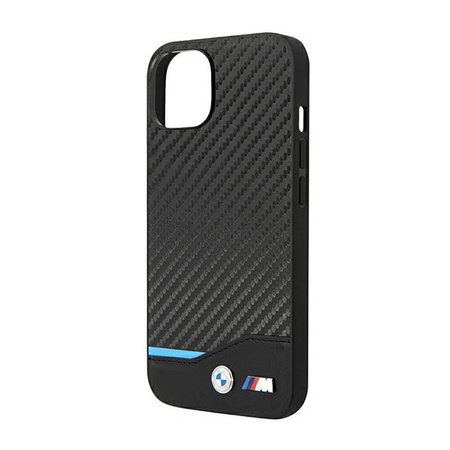 BMW Leather Carbon Blue Line  – Etui iPhone 14 Plus (Czarny) (BMHCP14M22NBCK)